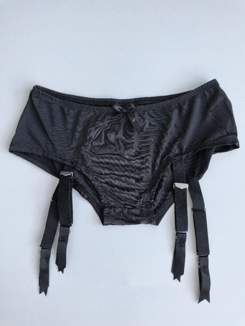 Black Garter Panty Shorts with Attached Suspender Straps NWOT